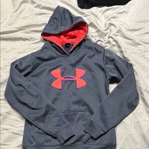 Under Armour Women’s Charcoal Hoodie with Neon Pink Logo